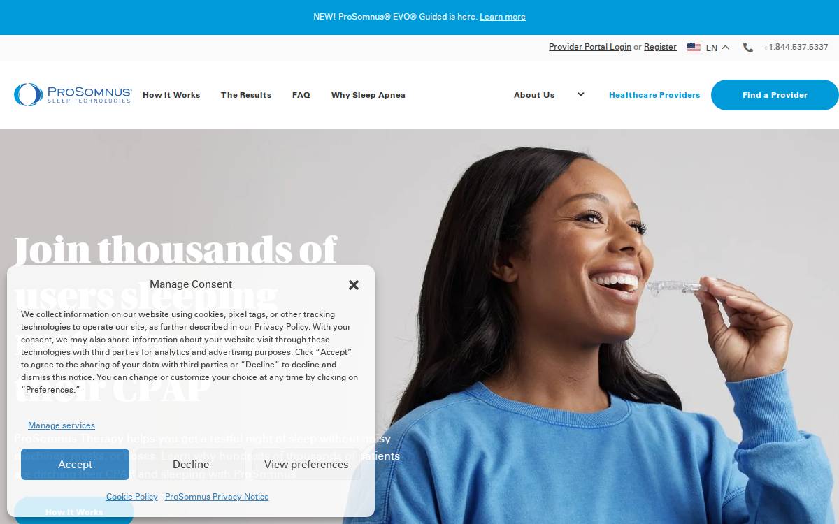 ProSomnus website preview