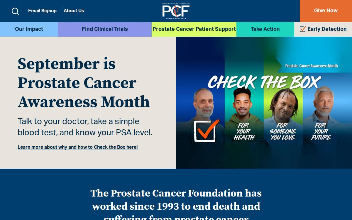 Prostate Cancer Foundation website preview