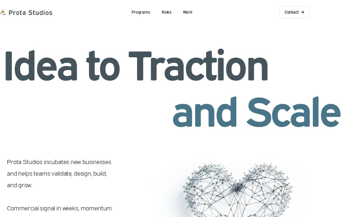Prota Studios website preview
