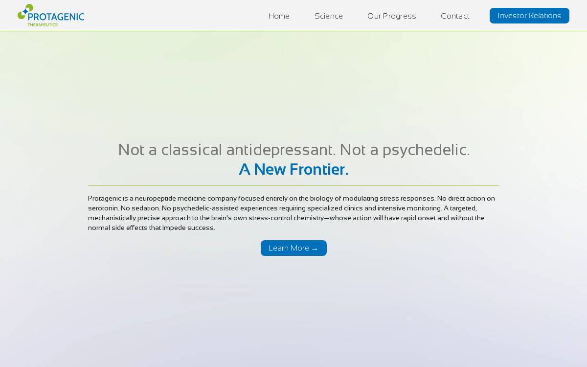 Protagenic Therapeutics website preview