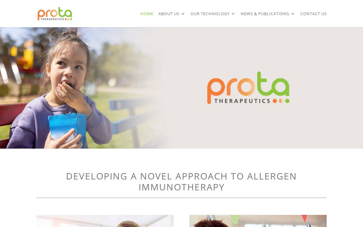 Prota Therapeutics website preview