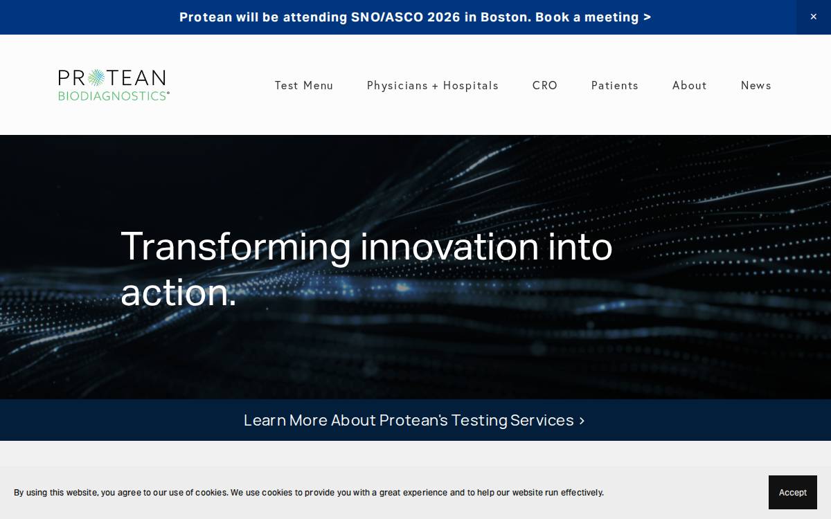 Protean Biodiagnostics website preview
