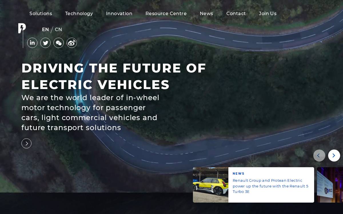 Protean Electric website preview