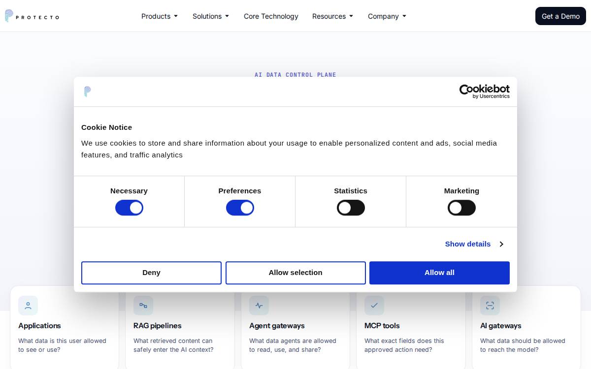 Protecto website preview