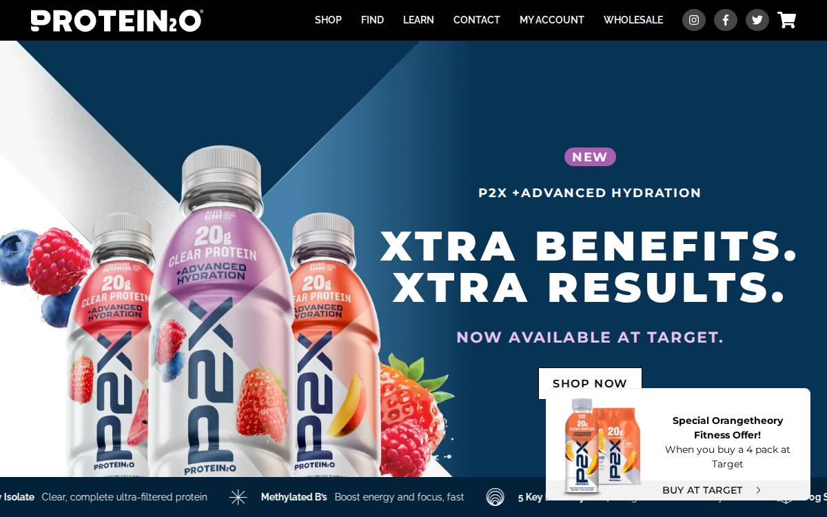 Protein2O website preview