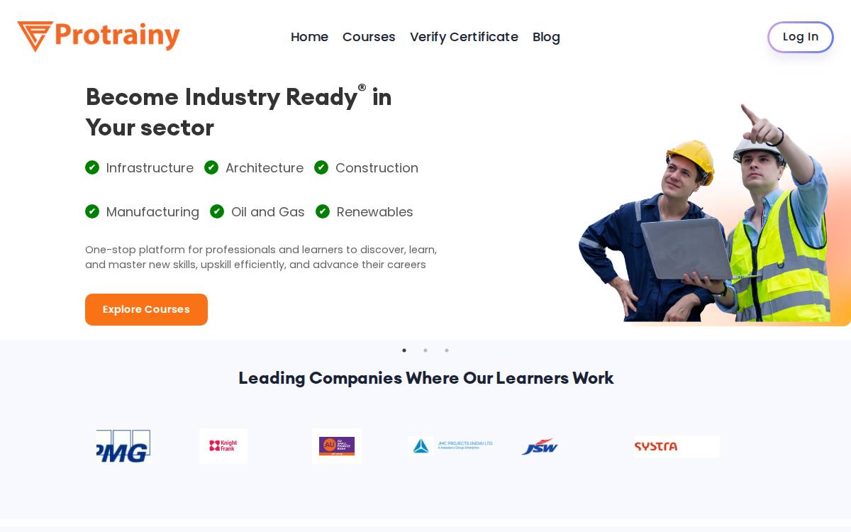 Protrainy website preview