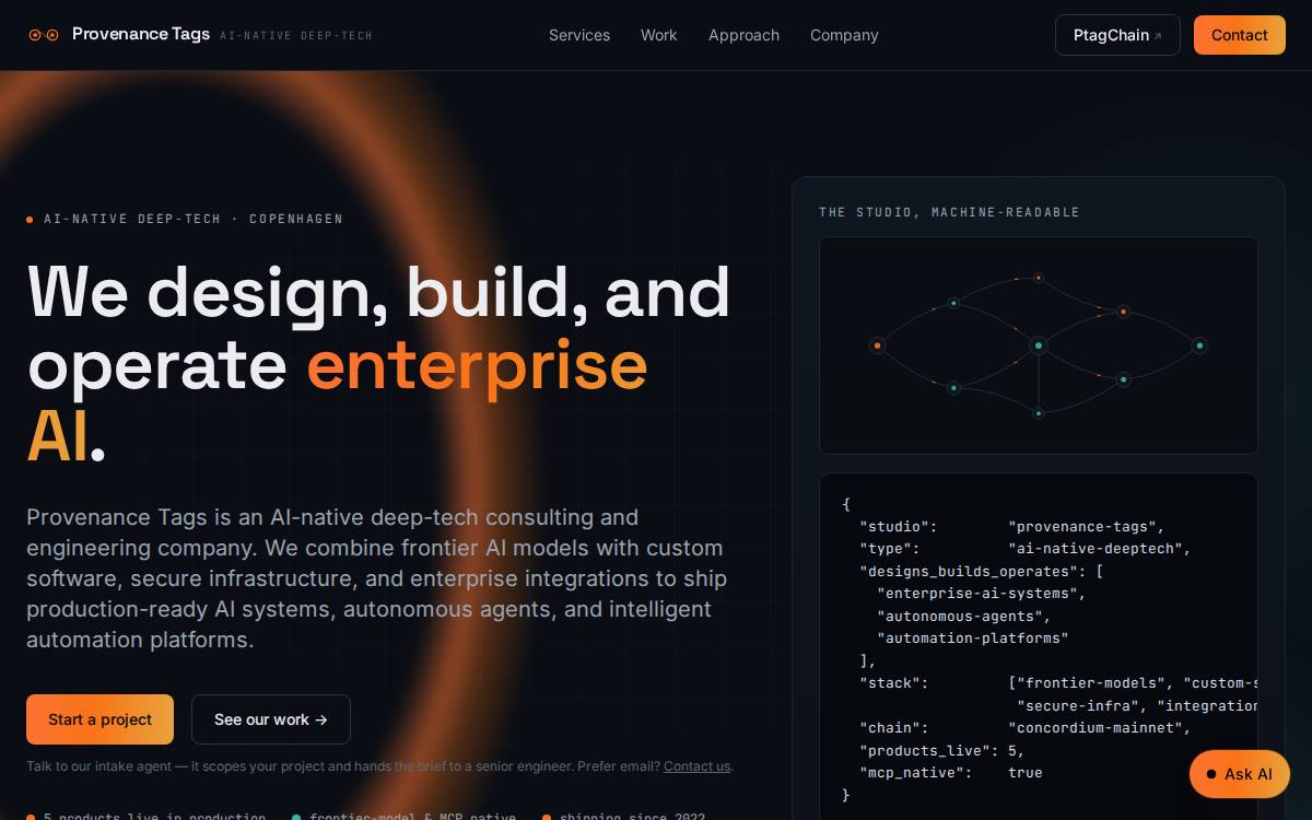 Provenance Tags website preview