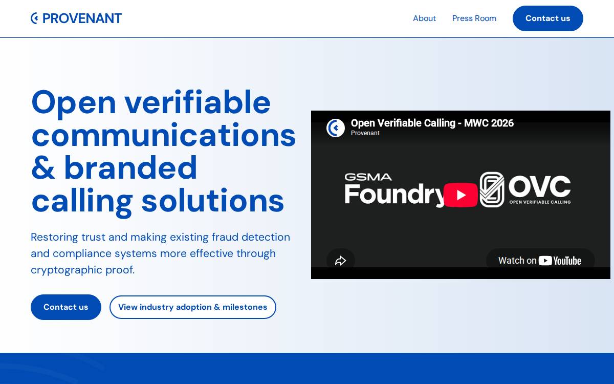 Provenant website preview