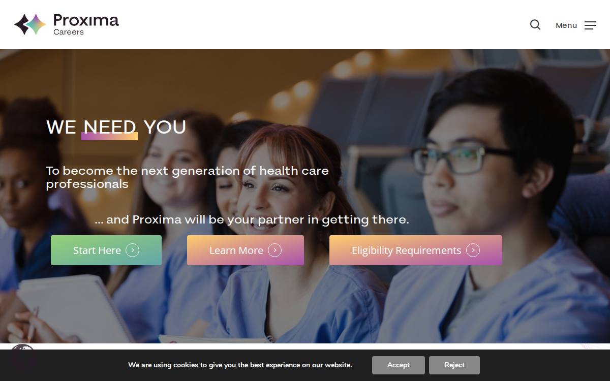 Proximacareers website preview