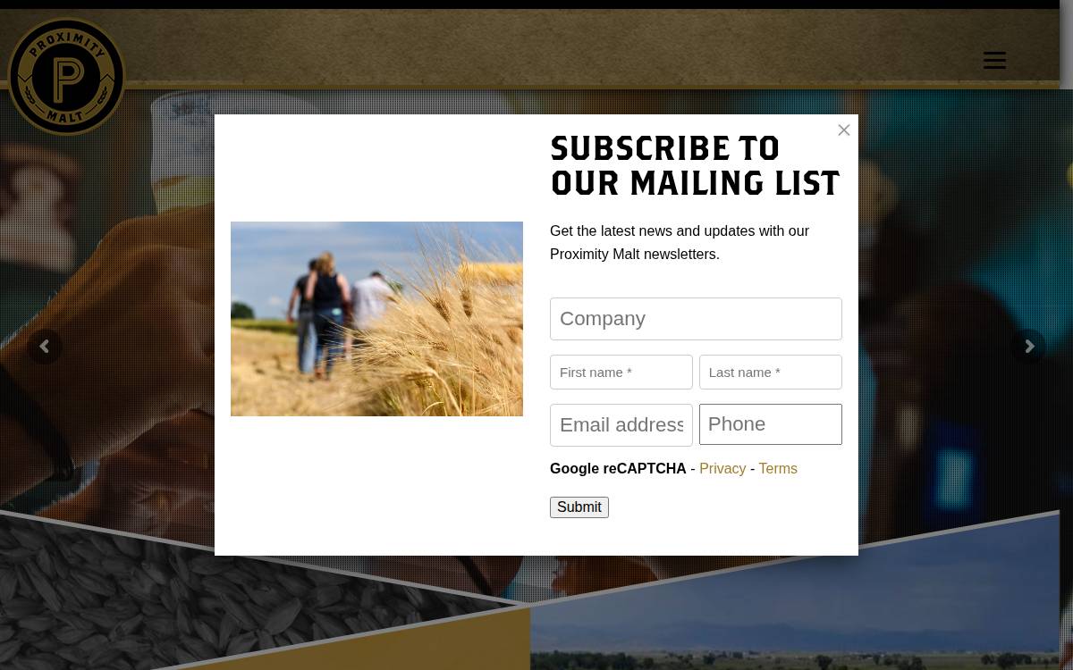 Proximity Malt website preview