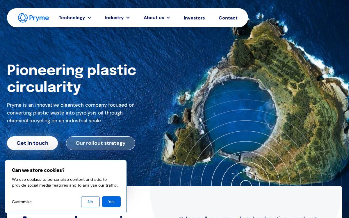 Pryme Cleantech website preview