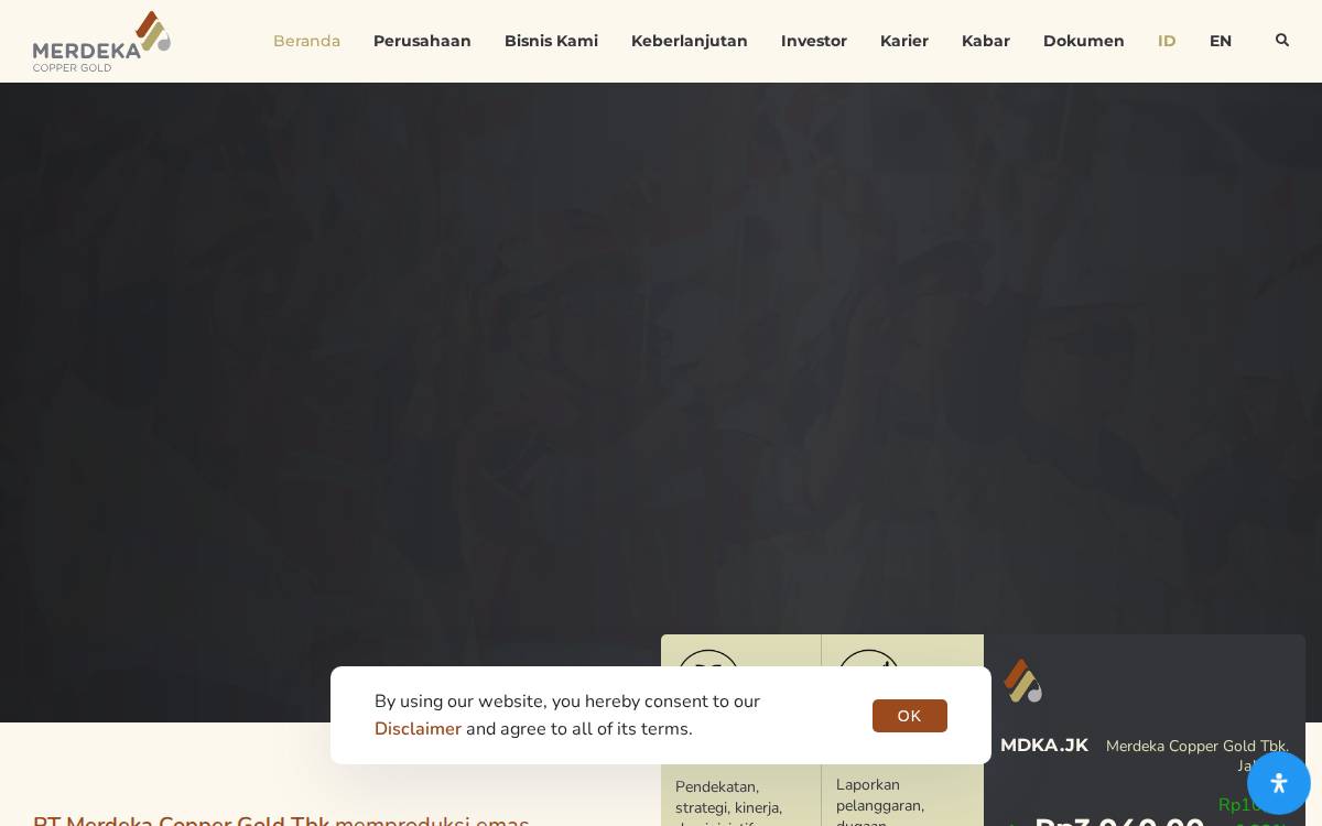 PT Merdeka Copper Gold Tbk website preview