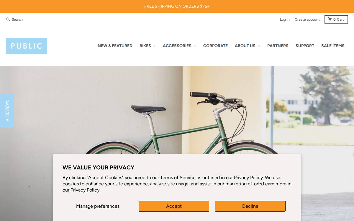 Public Bikes website preview