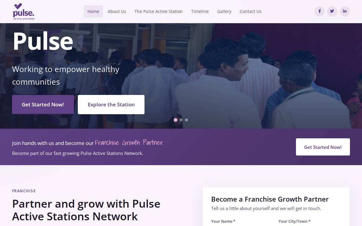 Pulse Active Stations Network website preview