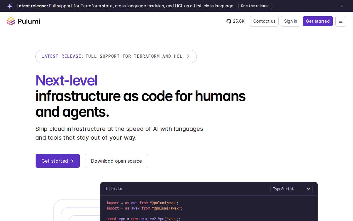 Pulumi website preview
