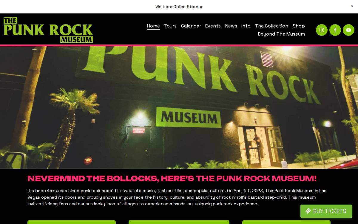 Punk Rock Museum website preview