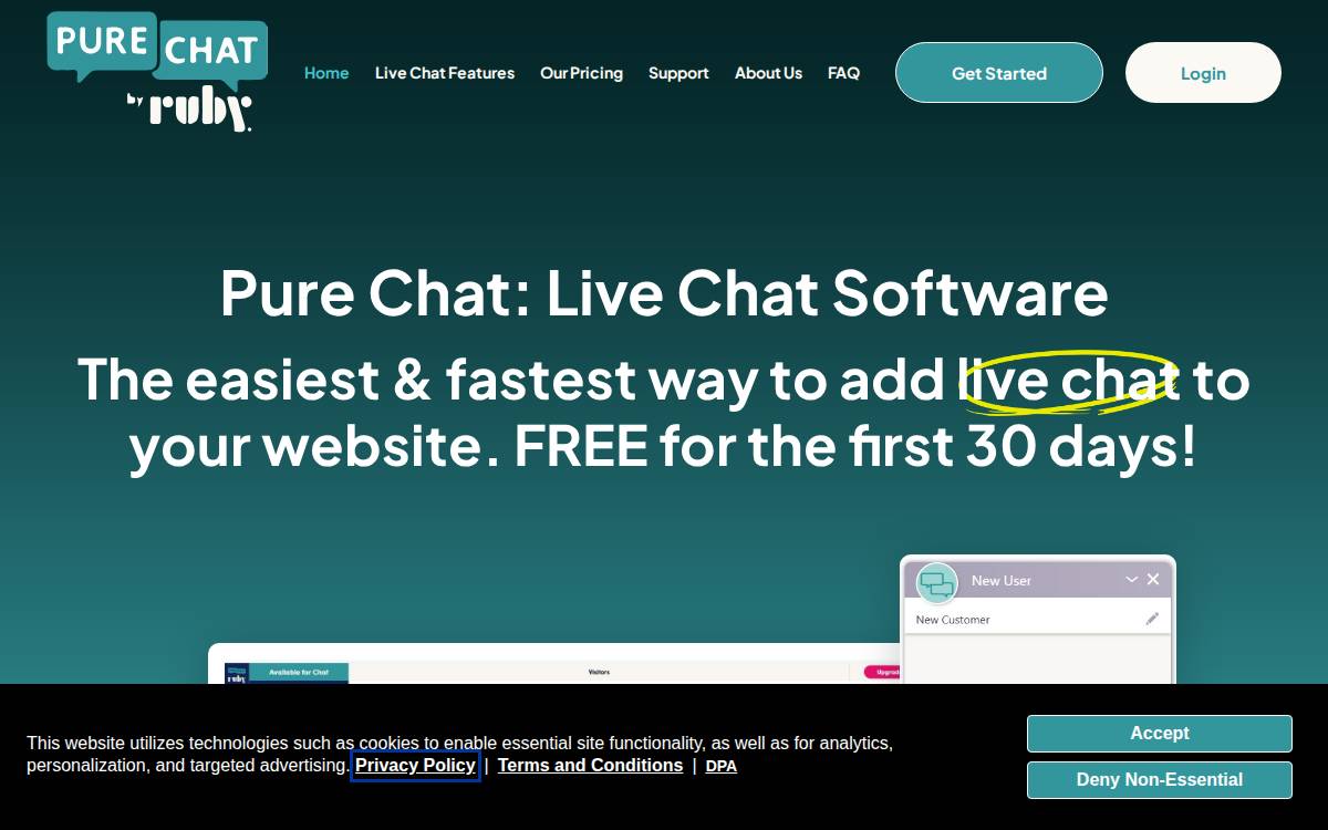 Pure Chat website preview
