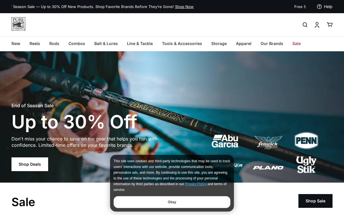 Pure Fishing website preview