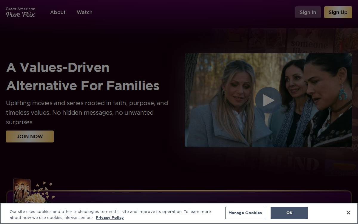 Pure Flix website preview