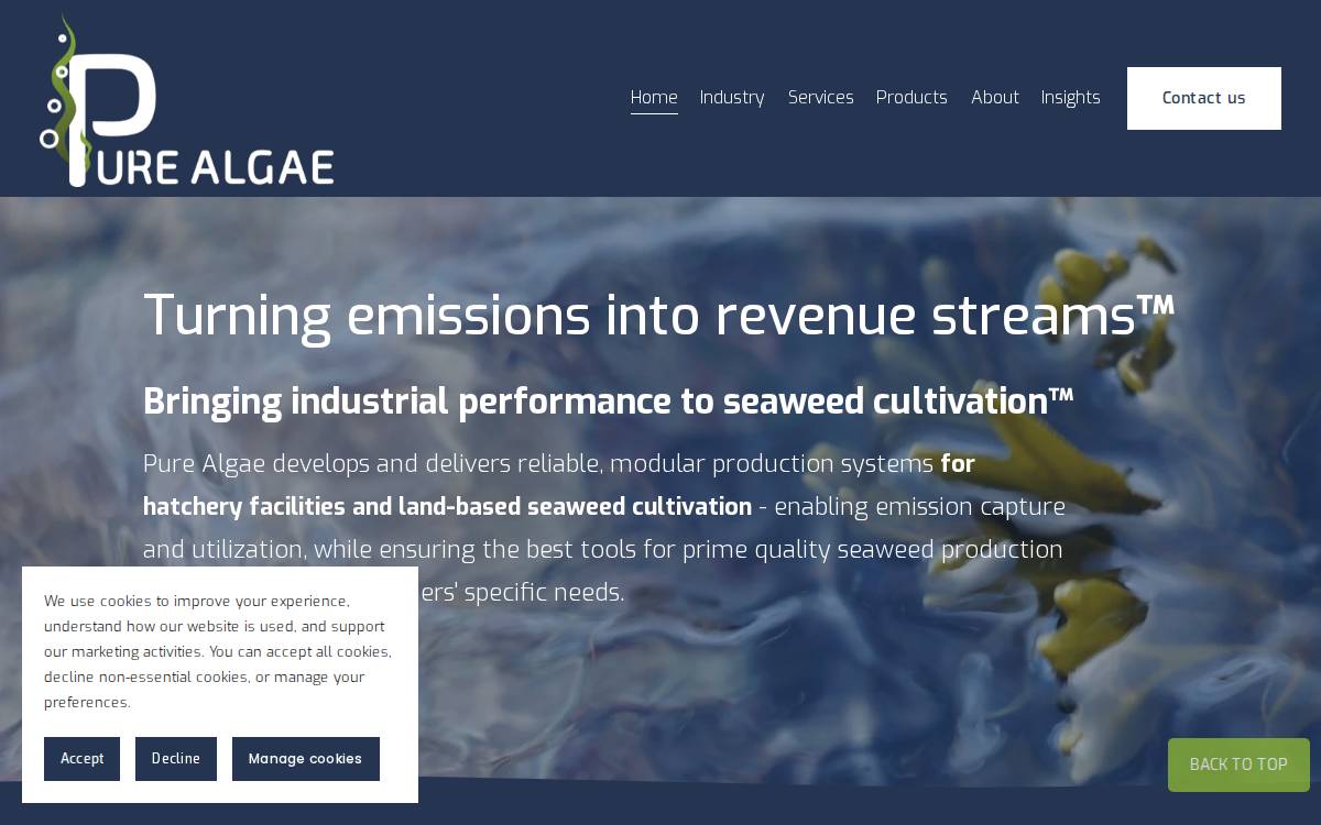 Pure Algae website preview