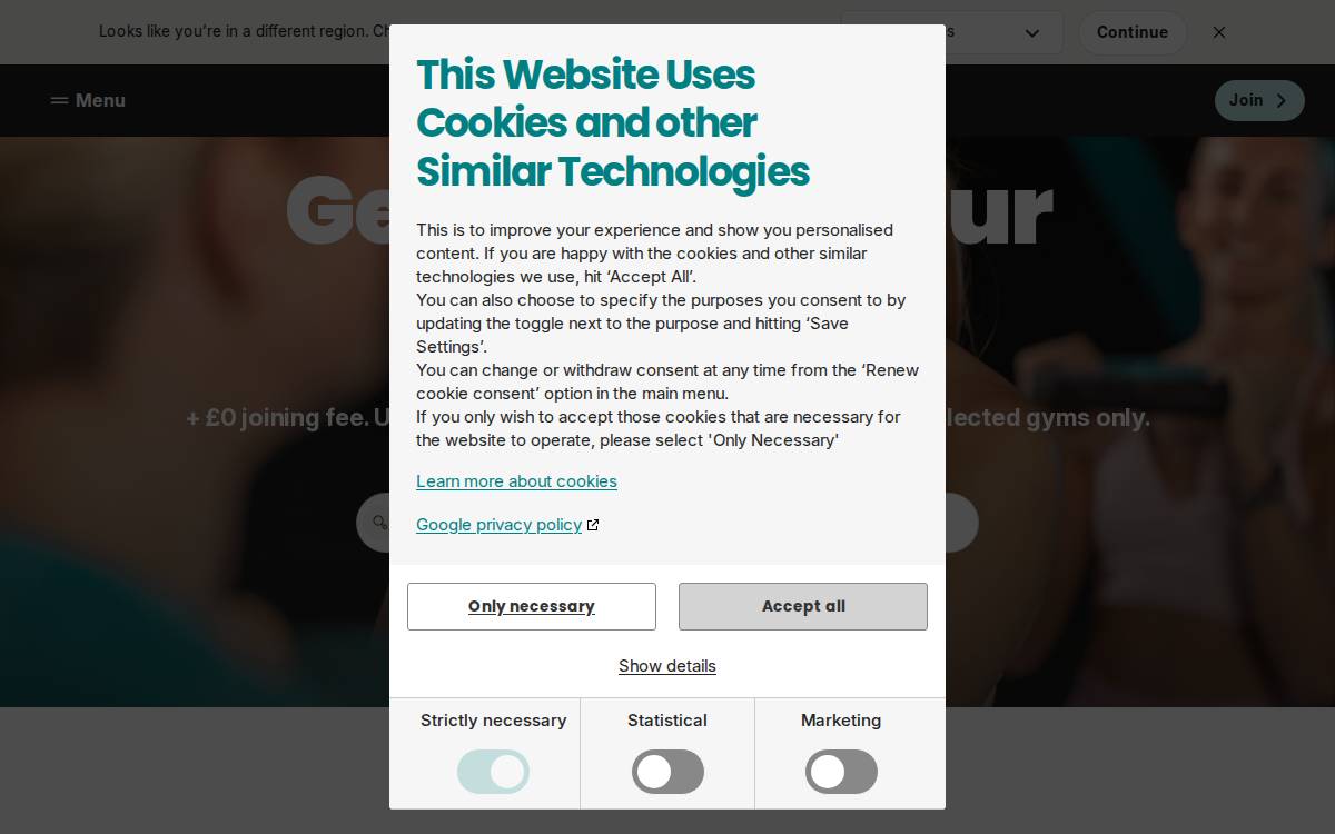 Puregym website preview