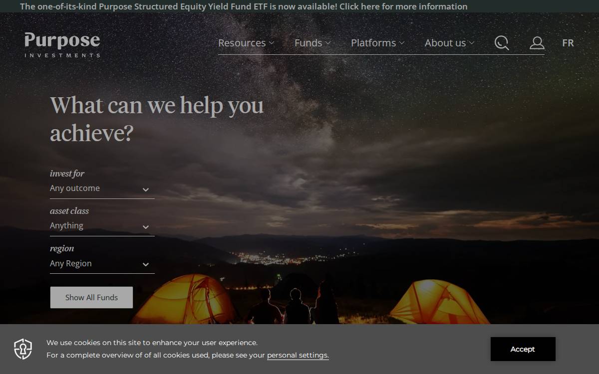 Purpose Investments website preview