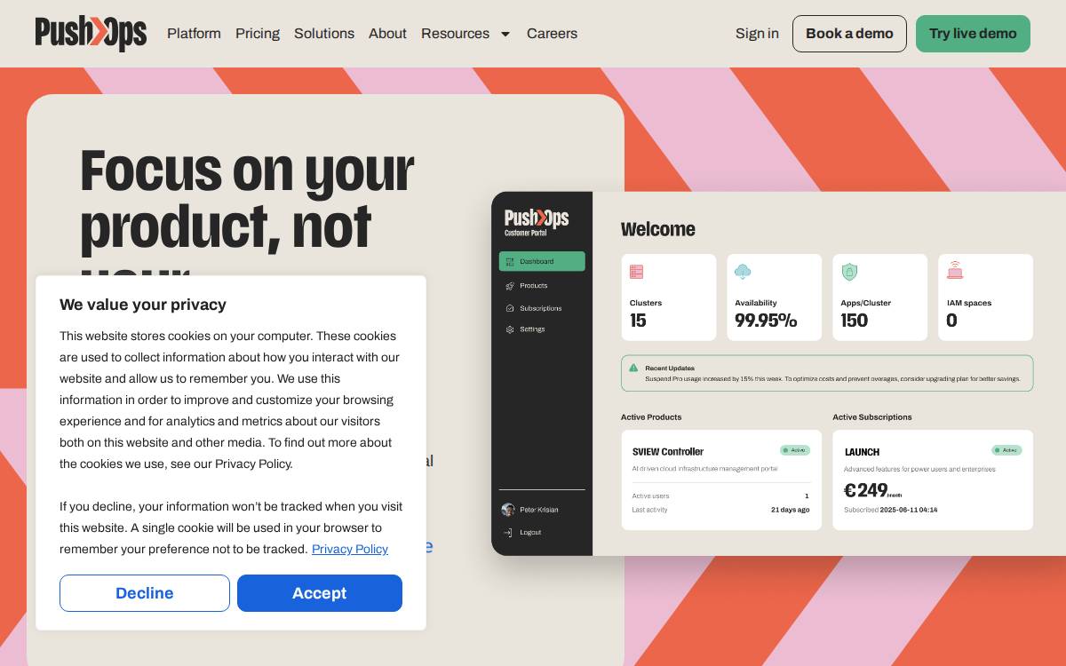 PushOps website preview