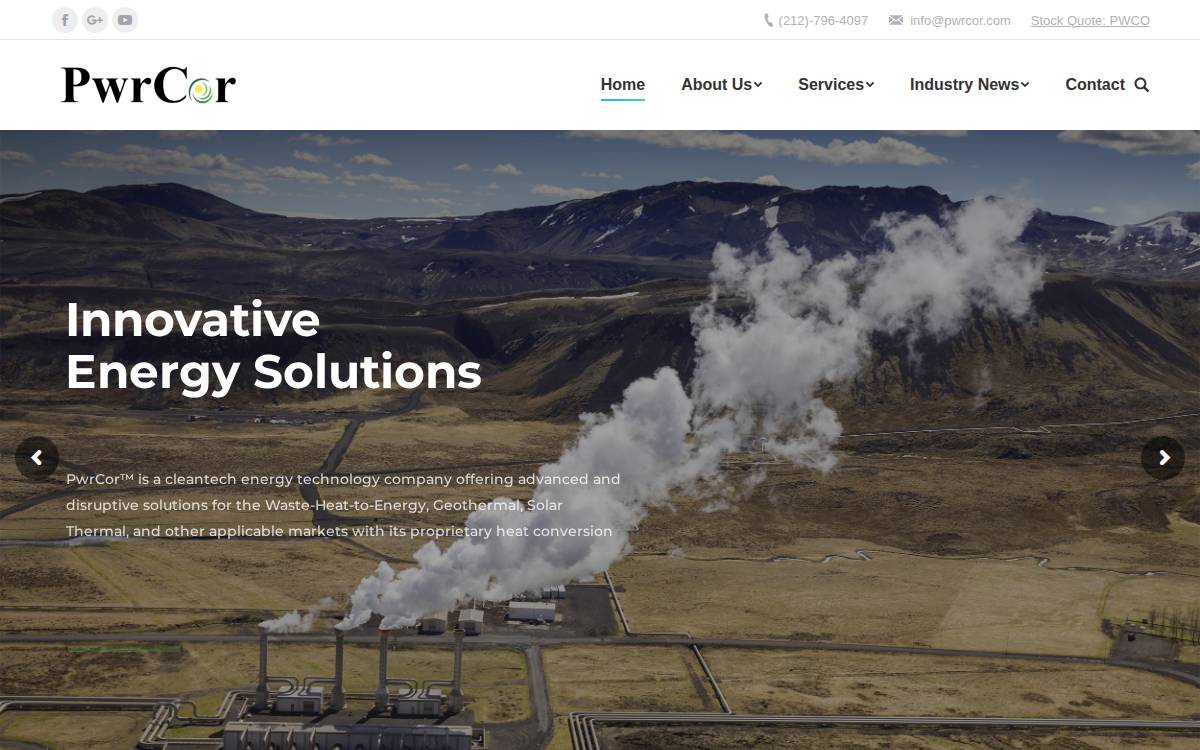 PwrCor website preview