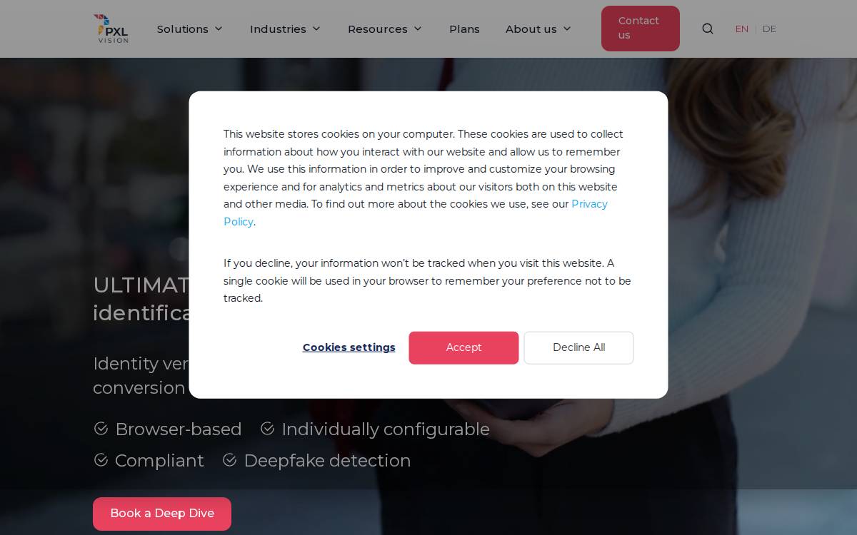 PXL Vision website preview