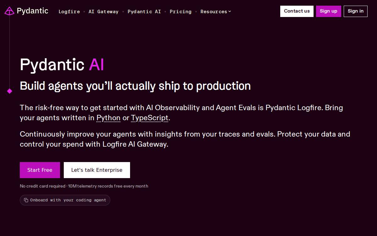 Pydantic website preview