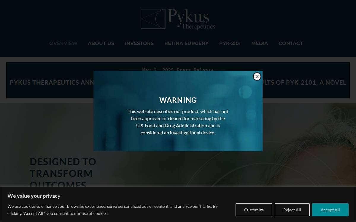 Pykus Therapeutics website preview