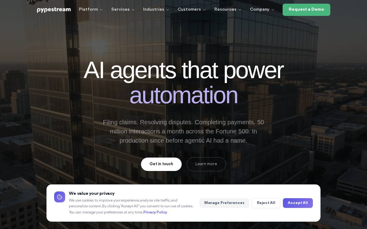 Pypestream website preview