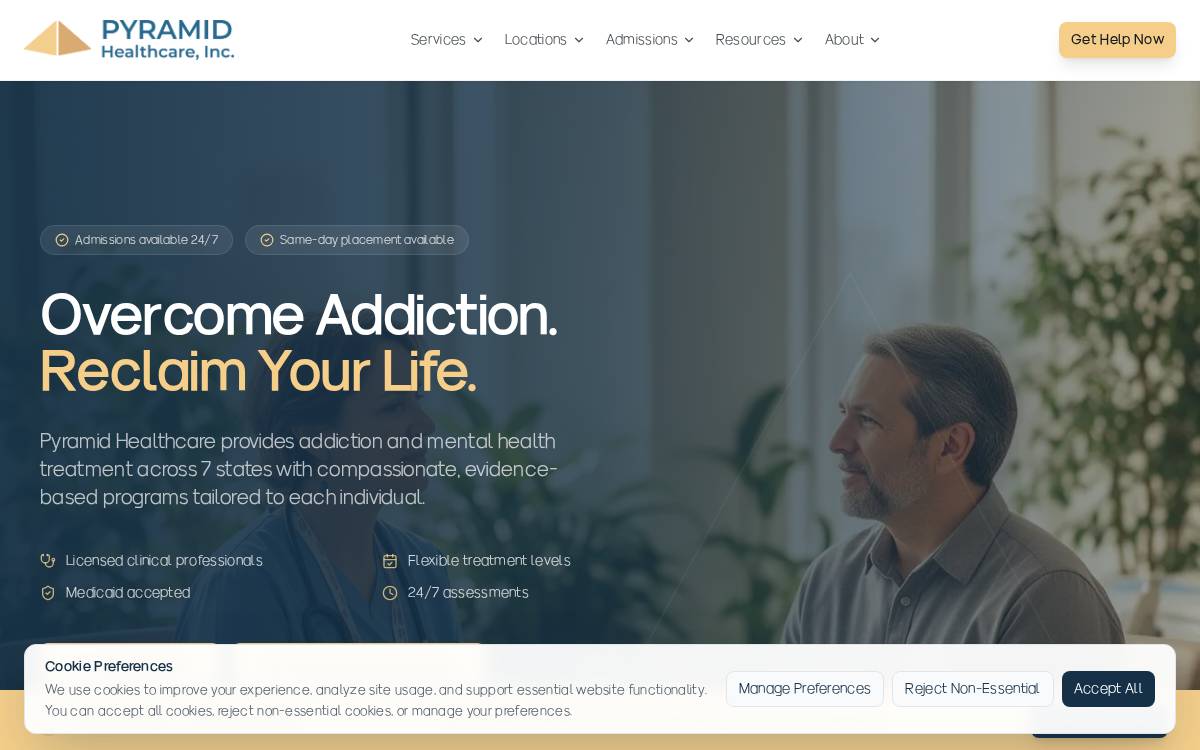Pyramid Healthcare website preview
