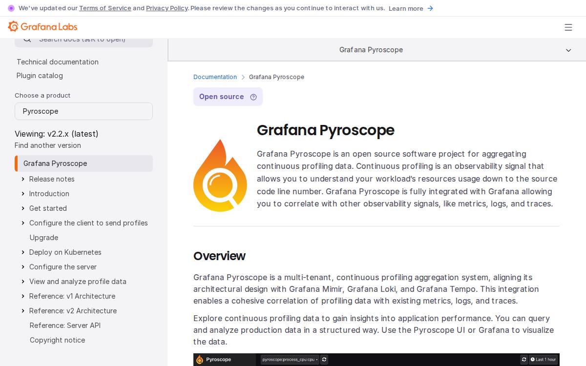 Pyroscope website preview