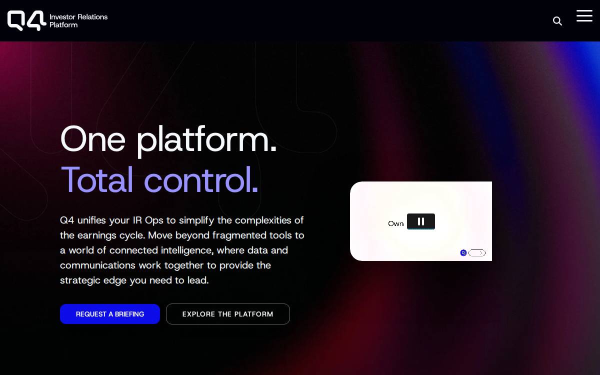 Q4 Inc. website preview