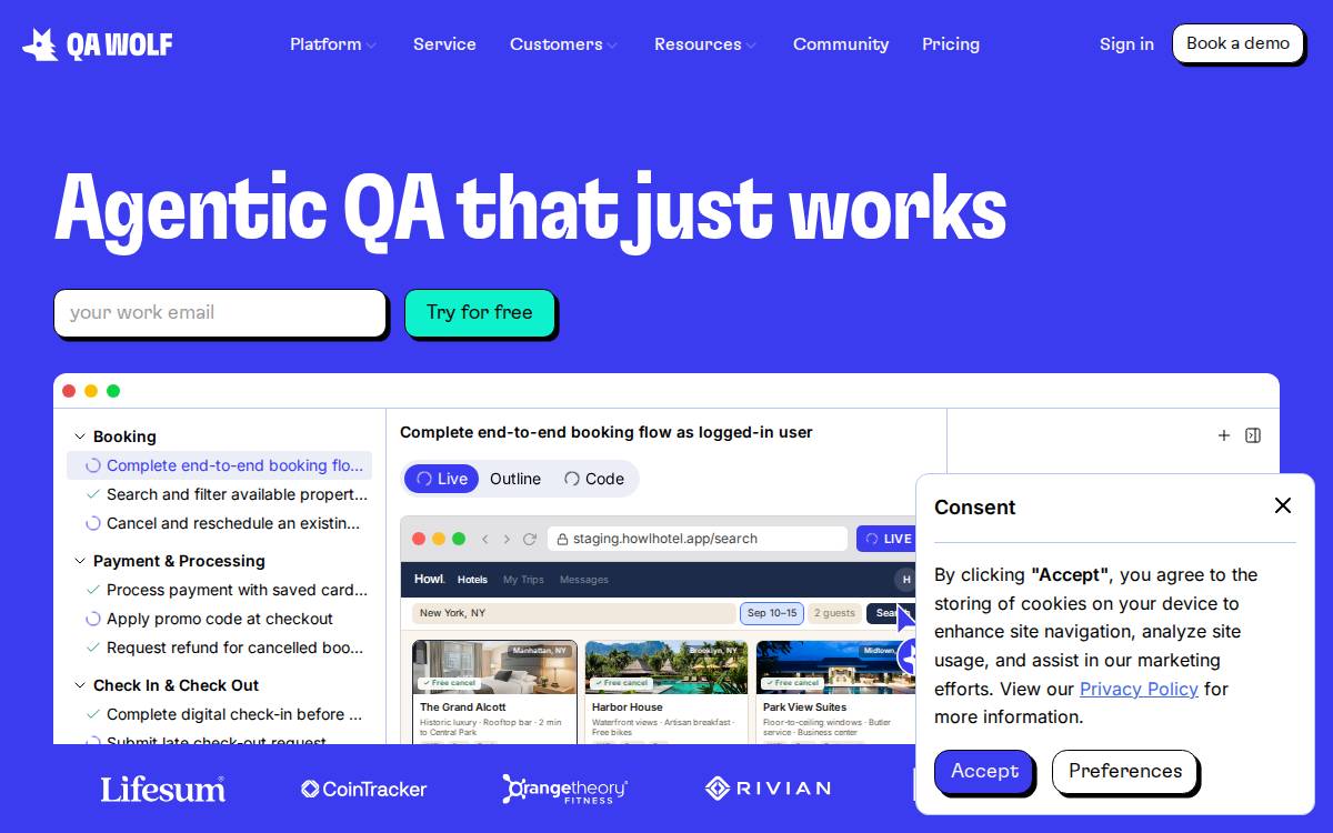 QA Wolf website preview