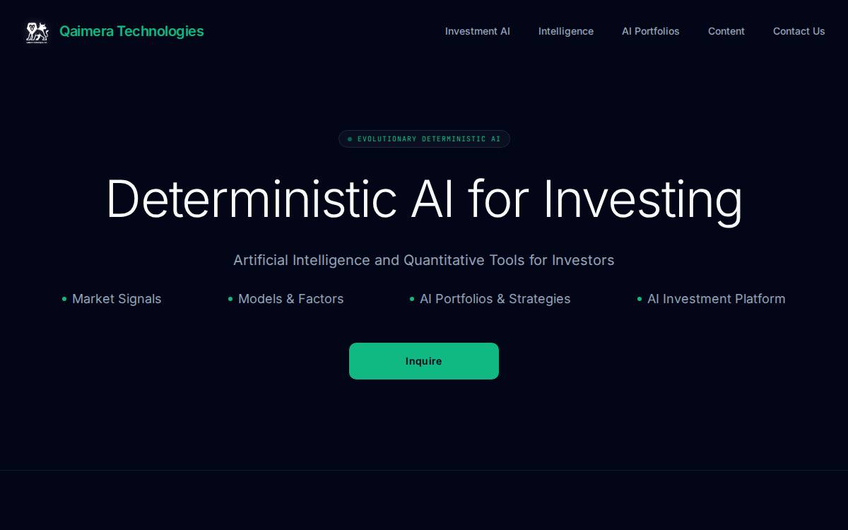 Qaimera Technologies website preview