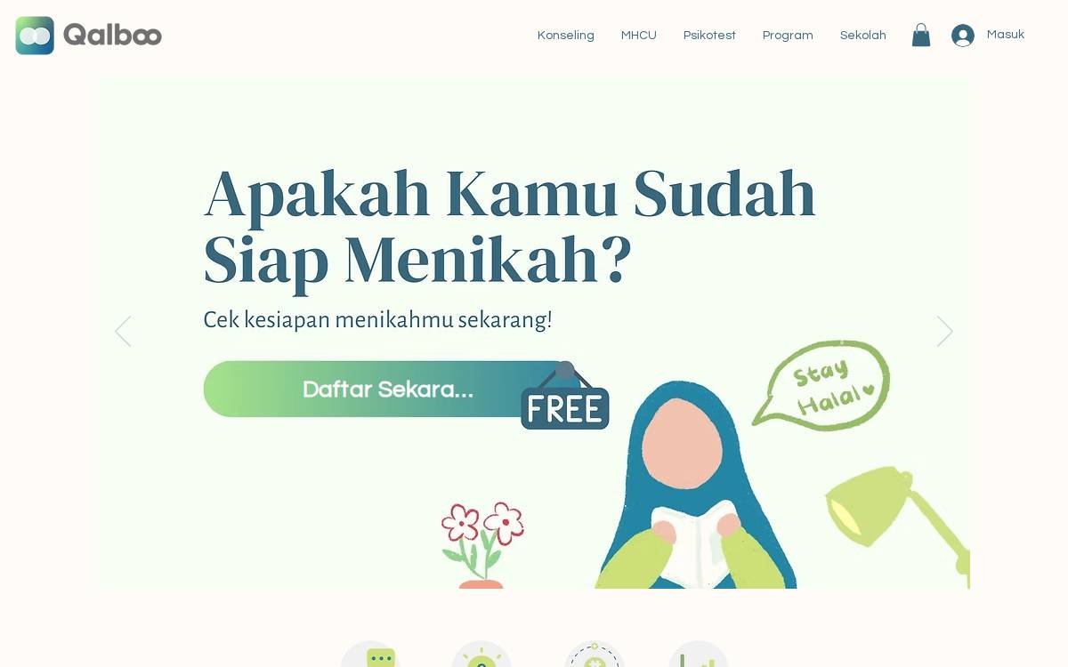 Qalboo Islamic wellbeing platform website preview