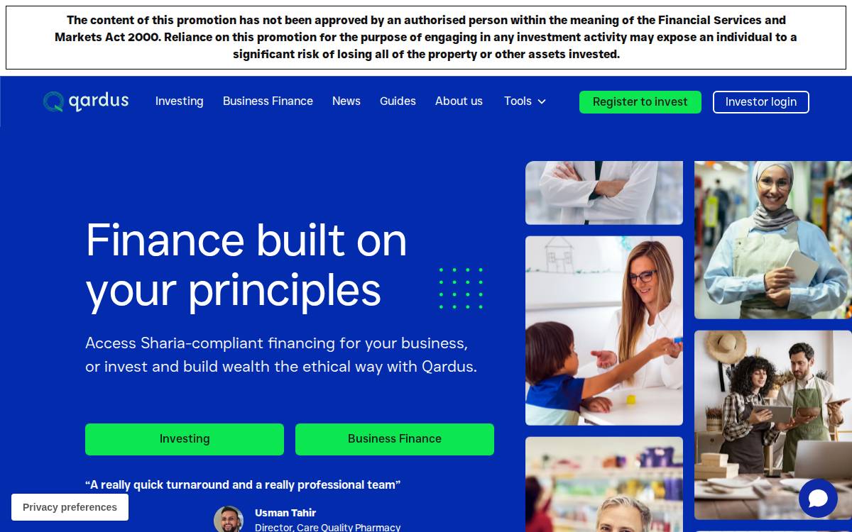 Qardus website preview