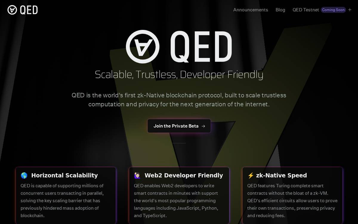 QED website preview