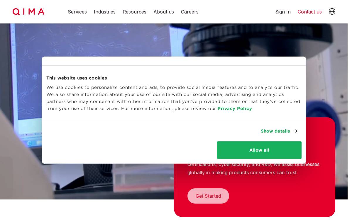 QIMA website preview
