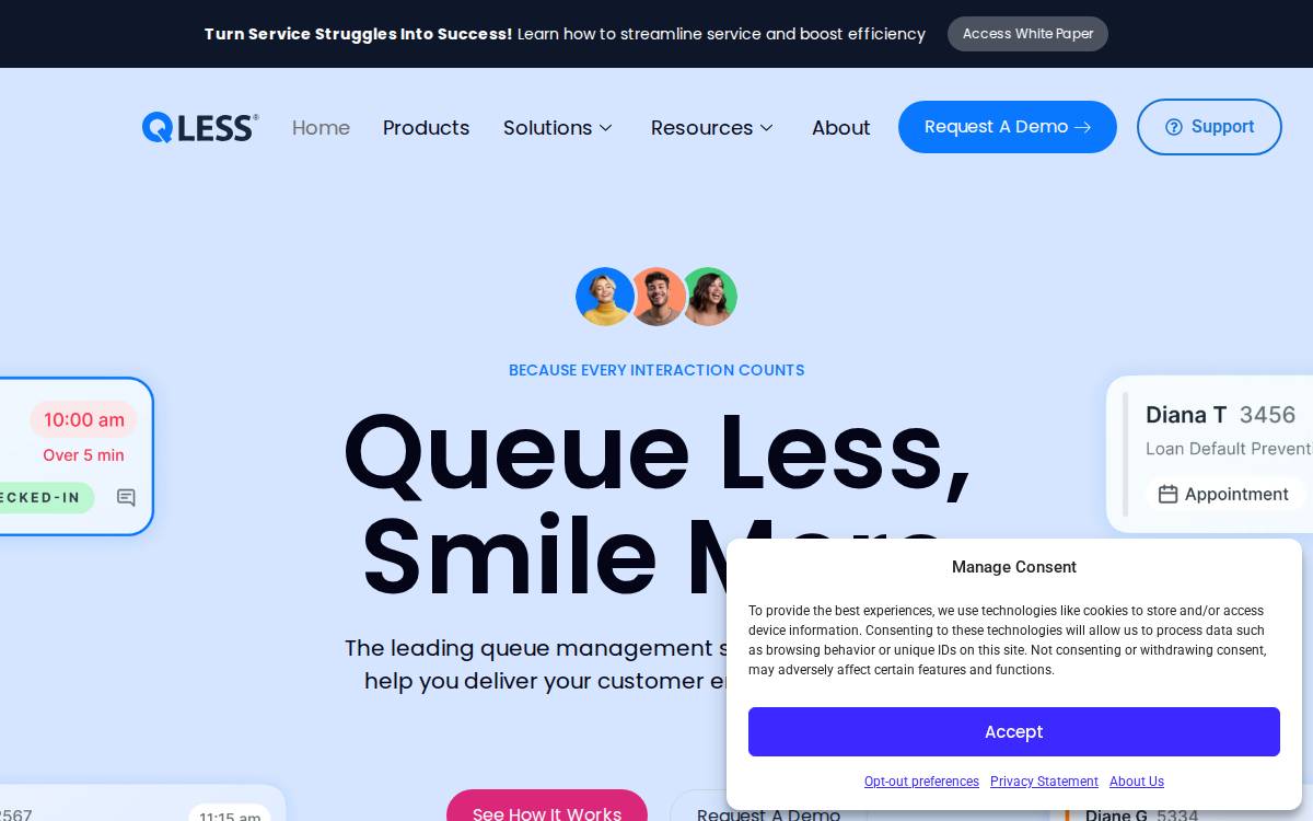QLess website preview