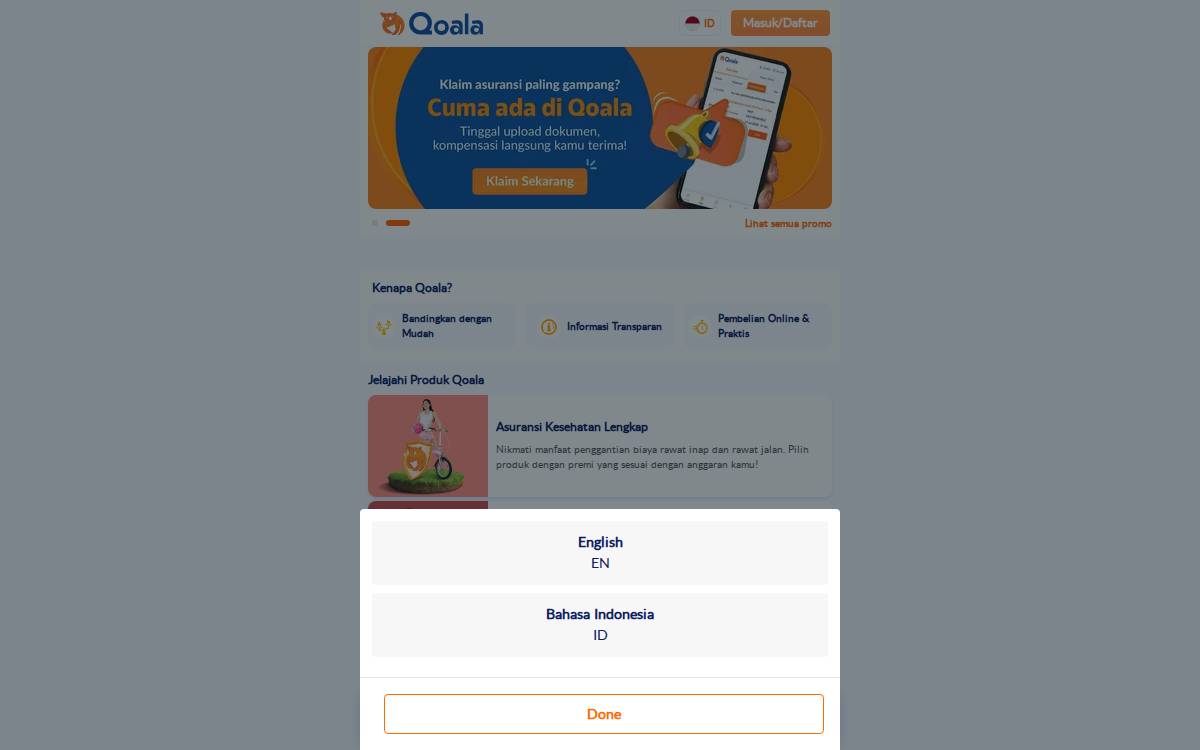 Qoala website preview