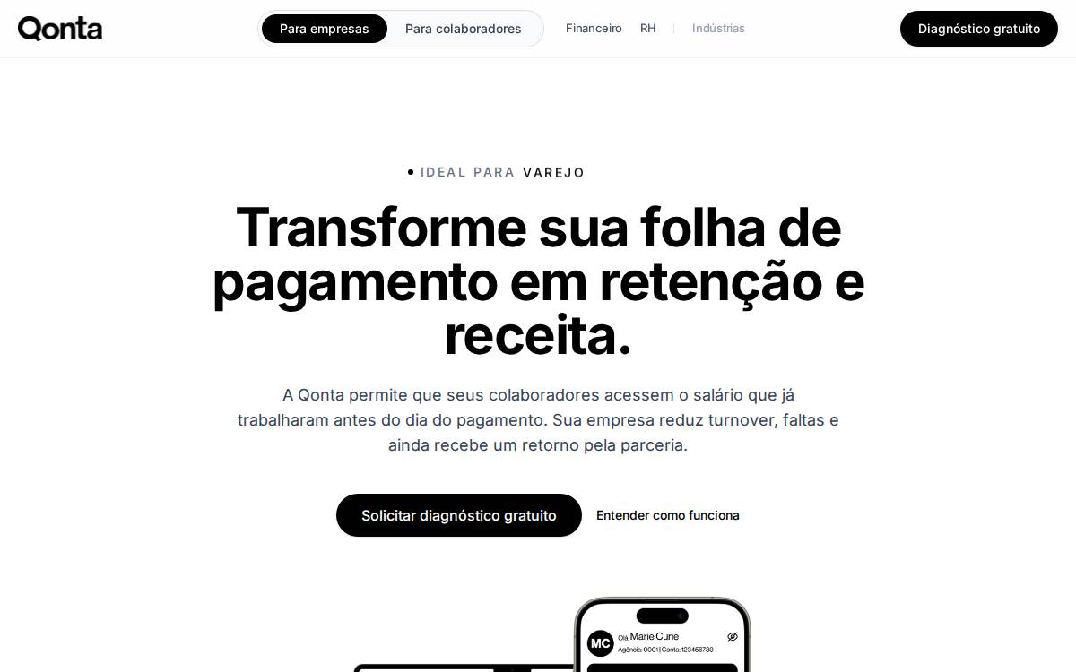 Qonta website preview