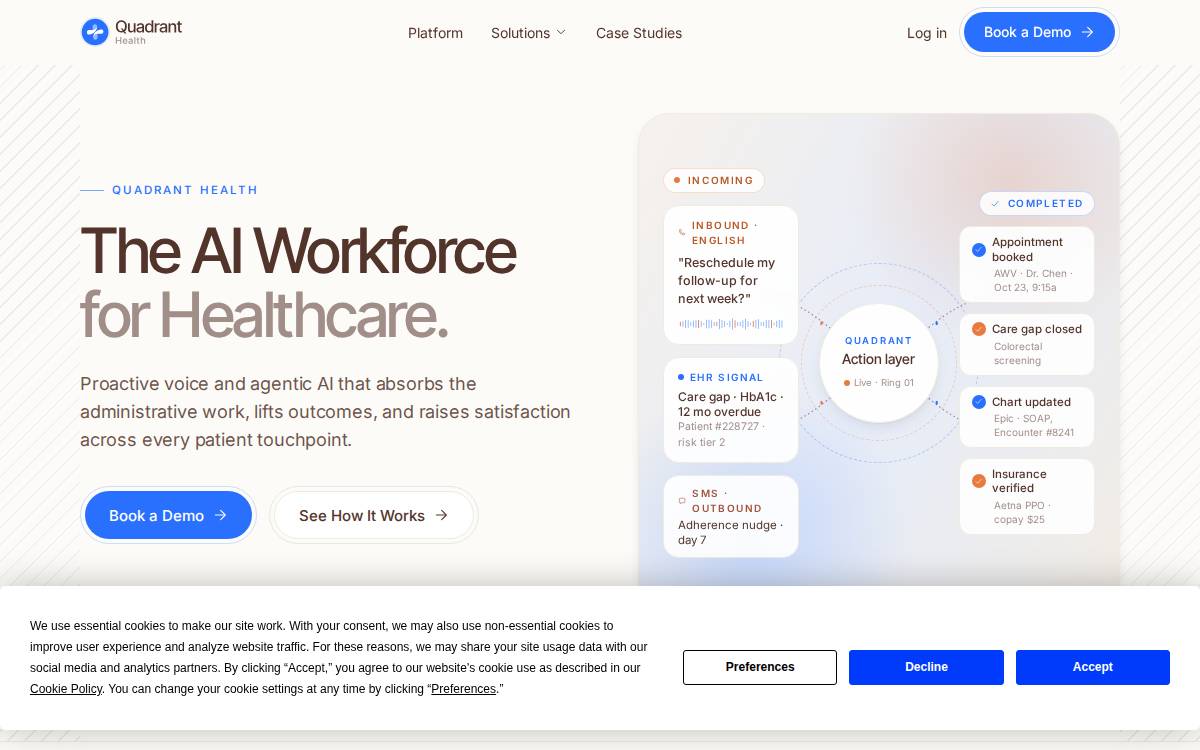 Quadrant Health website preview
