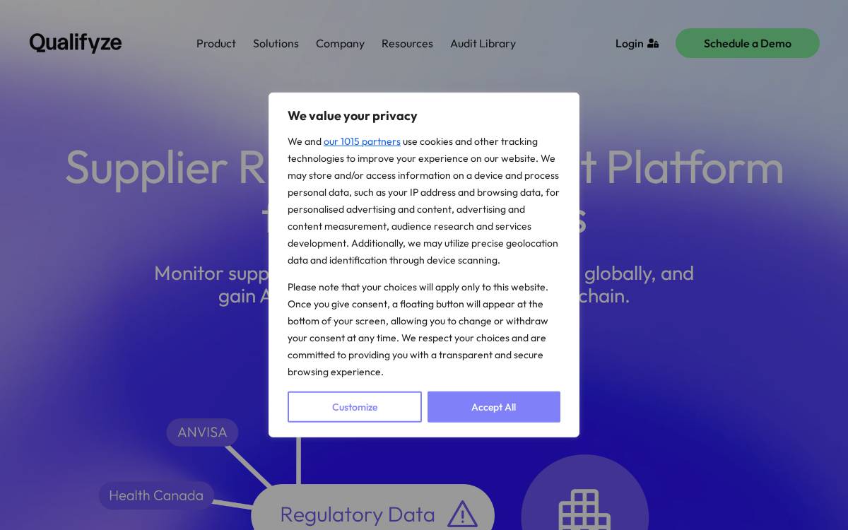 Qualifyze website preview