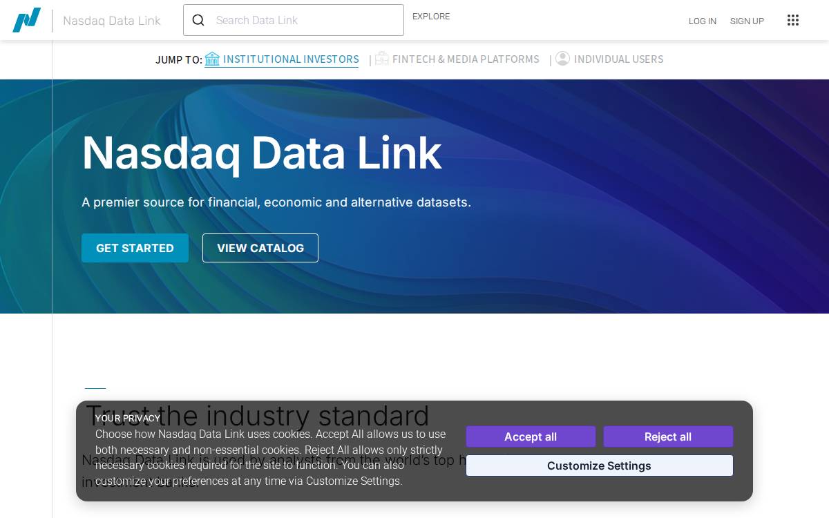 Quandl website preview