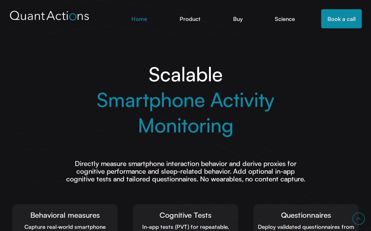 QuantActions website preview