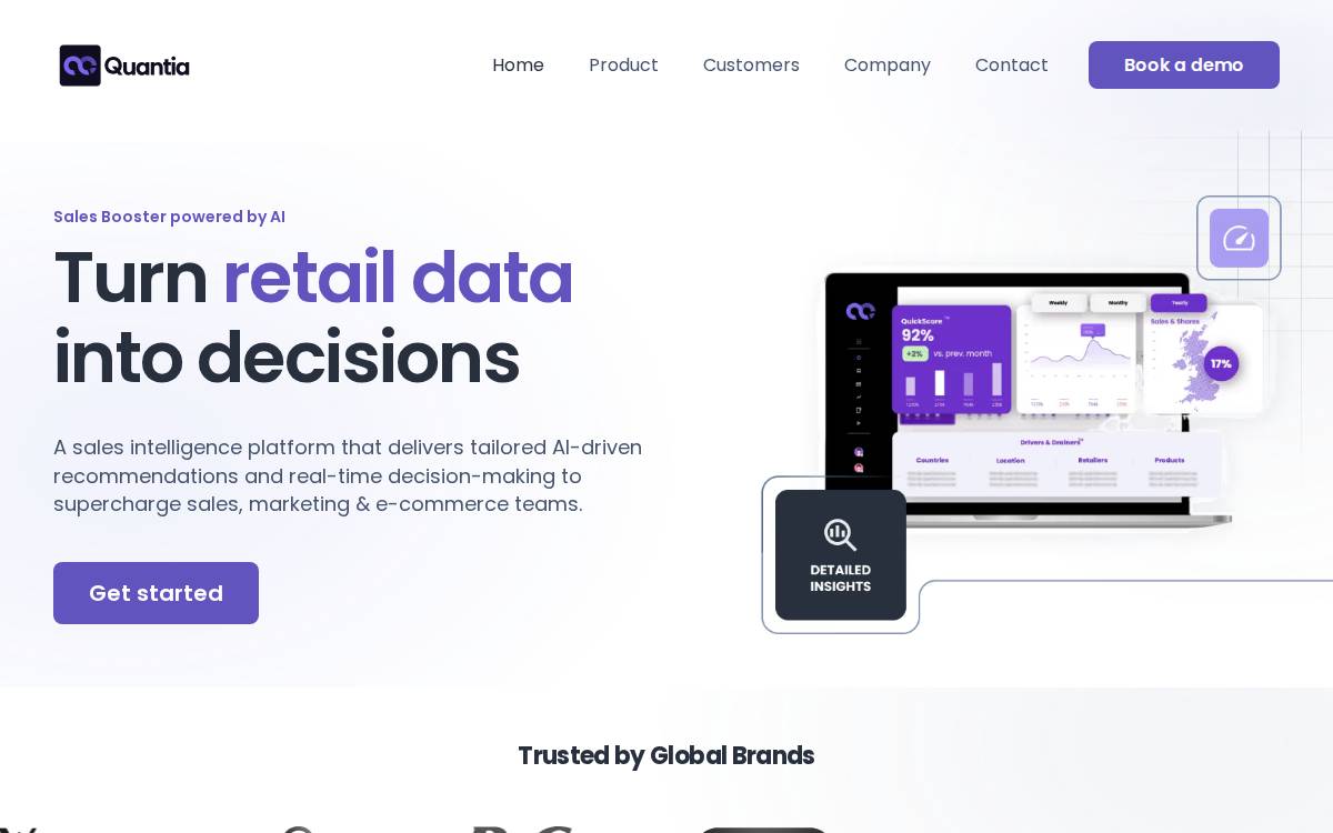 Quantia website preview