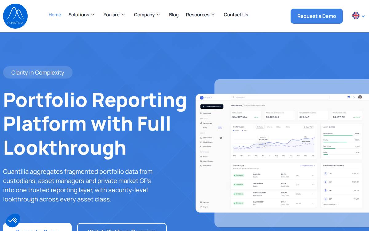 Quantilia website preview